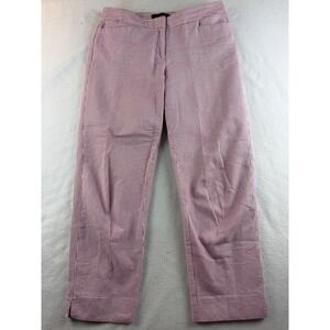 Talbots Curvy Fit Striped Cropped Pants Size 4 Red‎ White Cotton Blend